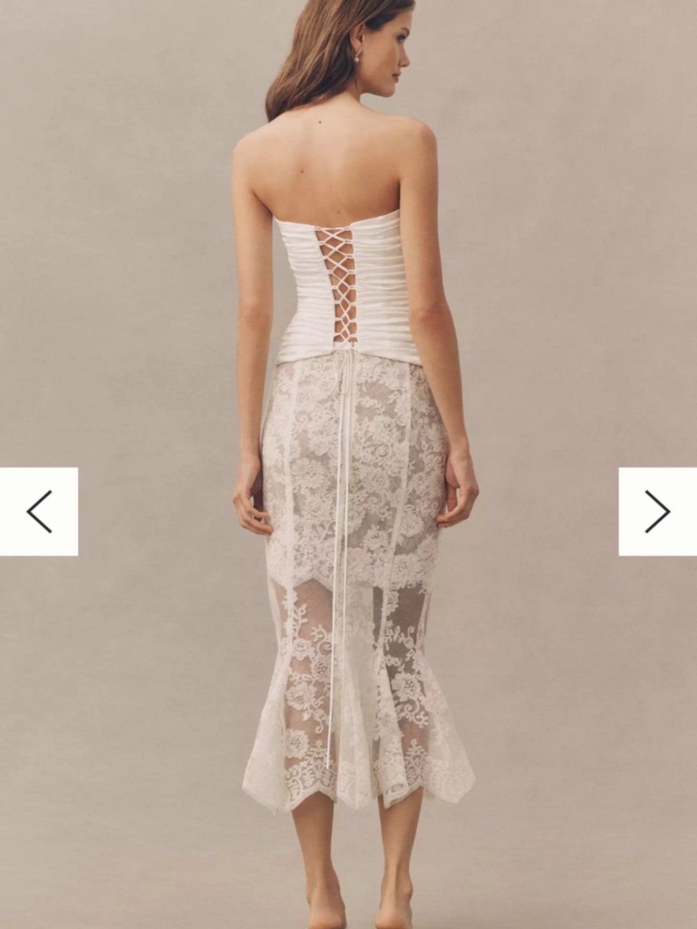 V. CHAPMAN PHOEBE STRAPLESS TOP AND LACE MIDI SKIRT Set - Picture 3 of 4